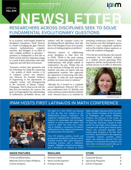 IPAM Newsletter Fall 2015 IPAM Newsletter Fall 2015 • 3