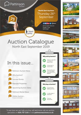Auction Catalogue NEW! YOUR VIEWING TODAY! Druridge Drive, Blyth North East September 2019