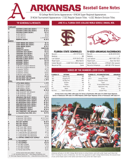 Baseball Game Notes