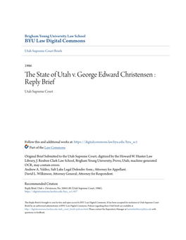 The State of Utah V. George Edward Christensen