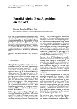 Parallel Alpha-Beta Algorithm on the GPU