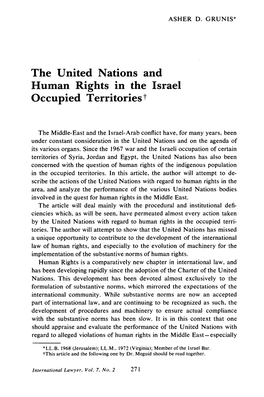 The United Nations and Human Rights in the Israel Occupied Territoriest