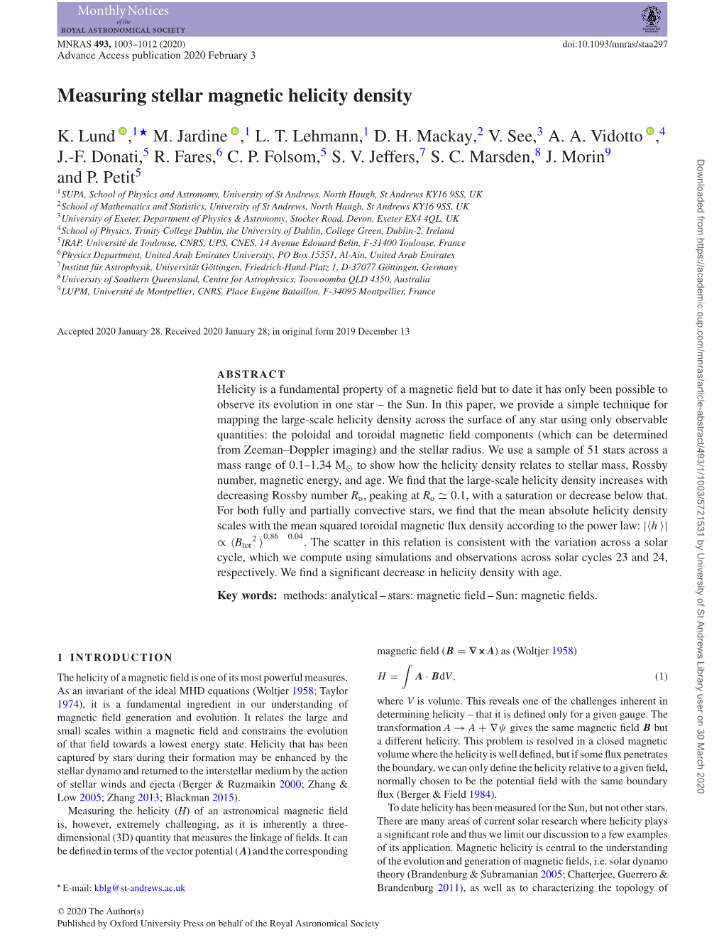 Measuring Stellar Magnetic Helicity Density