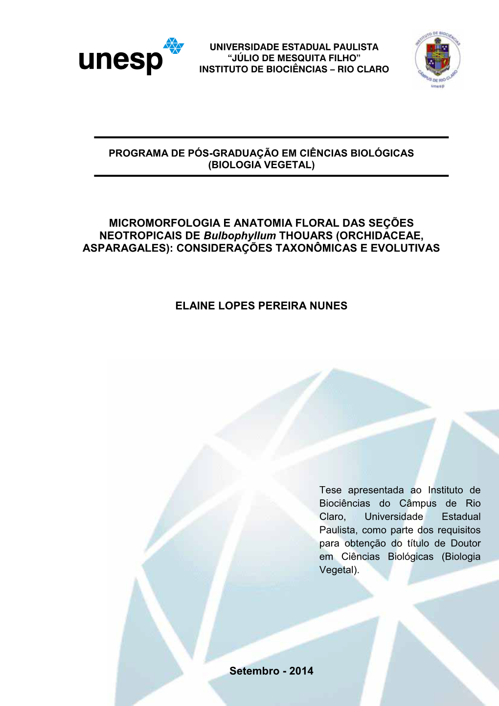 MICROMORFOLOGIA E ANATOMIA FLORAL DAS SEÇÕES NEOTROPICAIS DE Bulbophyllum THOUARS (ORCHIDACEAE, ASPARAGALES): CONSIDERAÇÕES TAXONÔMICAS E EVOLUTIVAS