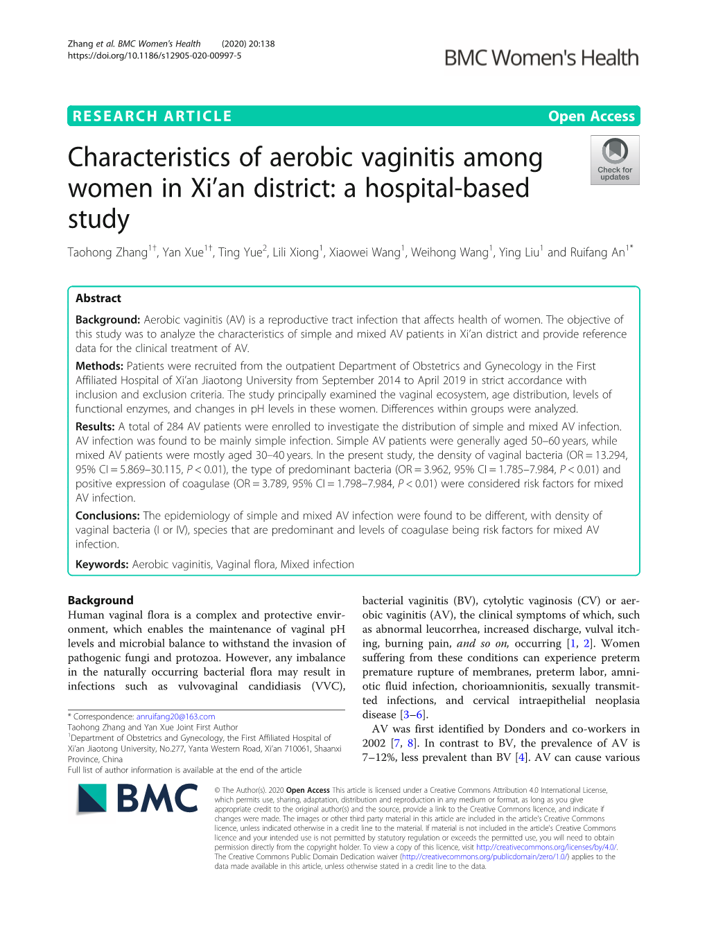 Characteristics of Aerobic Vaginitis Among