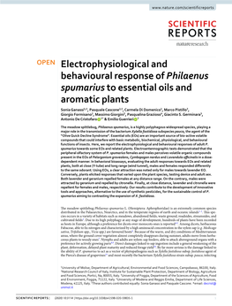 Electrophysiological and Behavioural Response of Philaenus Spumarius To