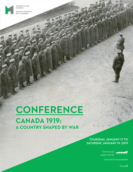Conference Canada 1919: a Country Shaped by War