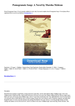 Pomegranate Soup: a Novel by Marsha Mehran