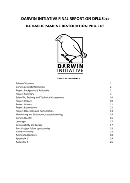 Darwin Initiative Final Report on Dplus011 Ile Vache Marine
