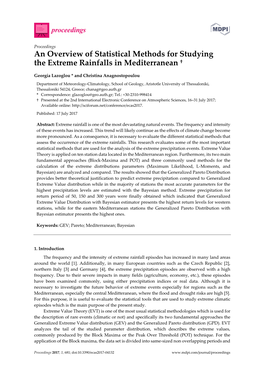 An Overview of Statistical Methods for Studying the Extreme Rainfalls in Mediterranean †