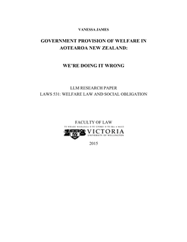 Government Provision of Welfare in Aotearoa New Zealand: We're Doing
