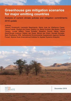 Greenhouse Gas Mitigation Scenarios for Major Emitting Countries Analysis of Current Climate Policies and Mitigation Commitments
