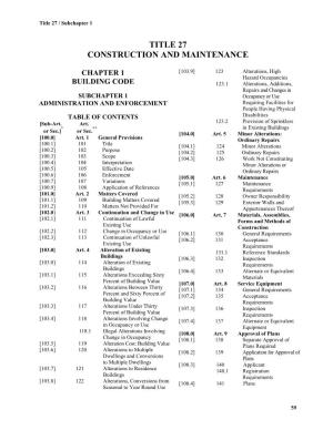 Title 27 Construction and Maintenance
