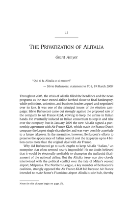 The Privatization of Alitalia