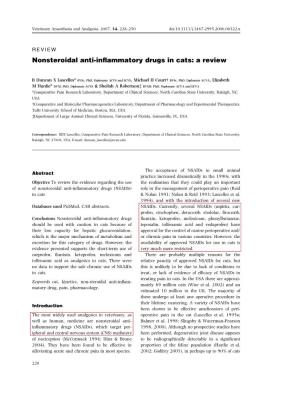 Nonsteroidal Anti-Inflammatory Drugs in Cats: a Review