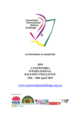 2019 Canowindra Challenge Invitation