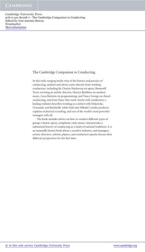 The Cambridge Companion to Conducting Edited by José Antonio Bowen Frontmatter More Information