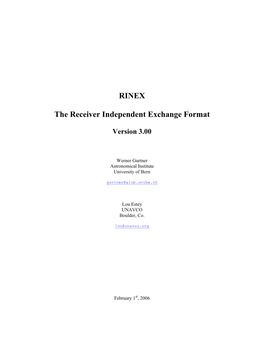 RINEX the Receiver Independent Exchange Format