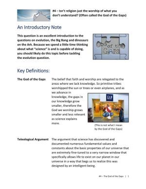 An Introductory Note Key Definitions