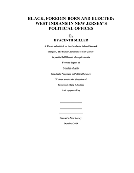 West Indians in New Jersey's Political Offic