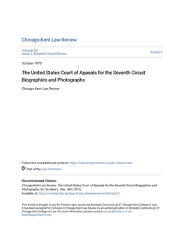 The United States Court of Appeals for the Seventh Circuit Biographies and Photographs