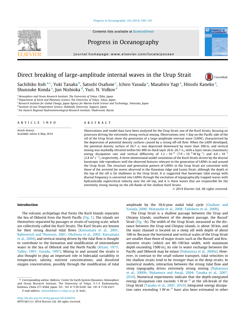 Direct Breaking of Large-Amplitude Internal Waves in the Urup Strait