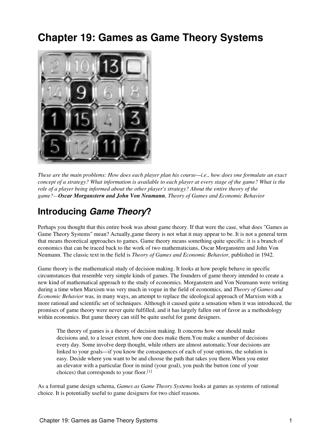 Chapter 19: Games As Game Theory Systems