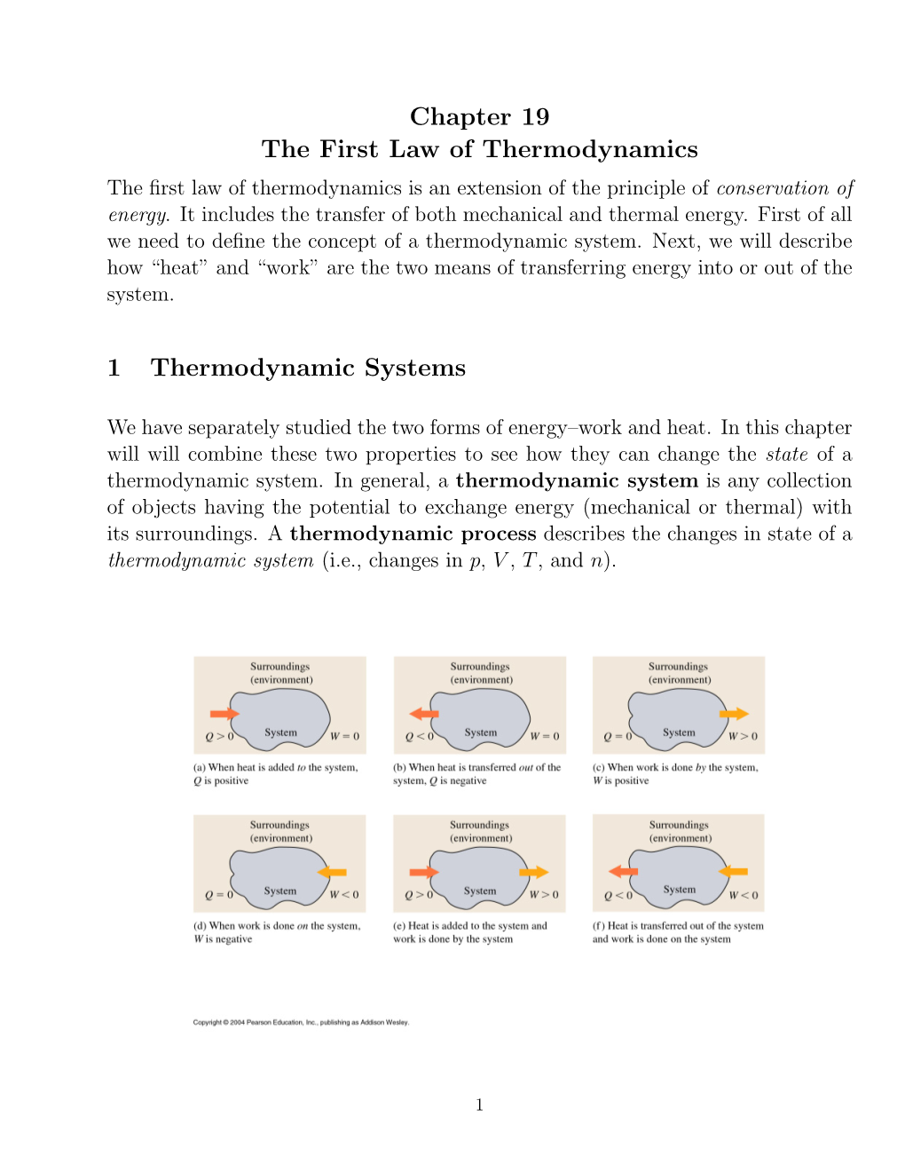 Chapter 19 the First Law of Thermodynamics 1 Thermodynamic