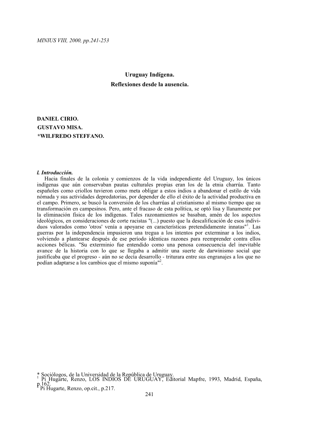 MINIUS VIII, 2000, Pp.241-253