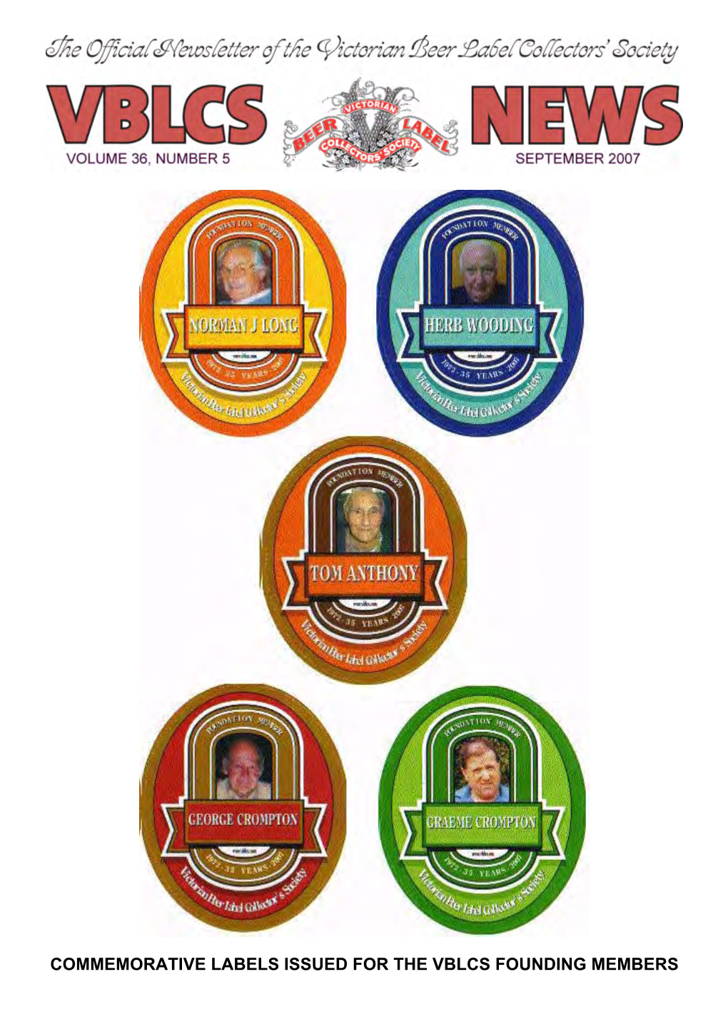 Commemorative Labels Issued for the Vblcs Founding Members the Committee 2