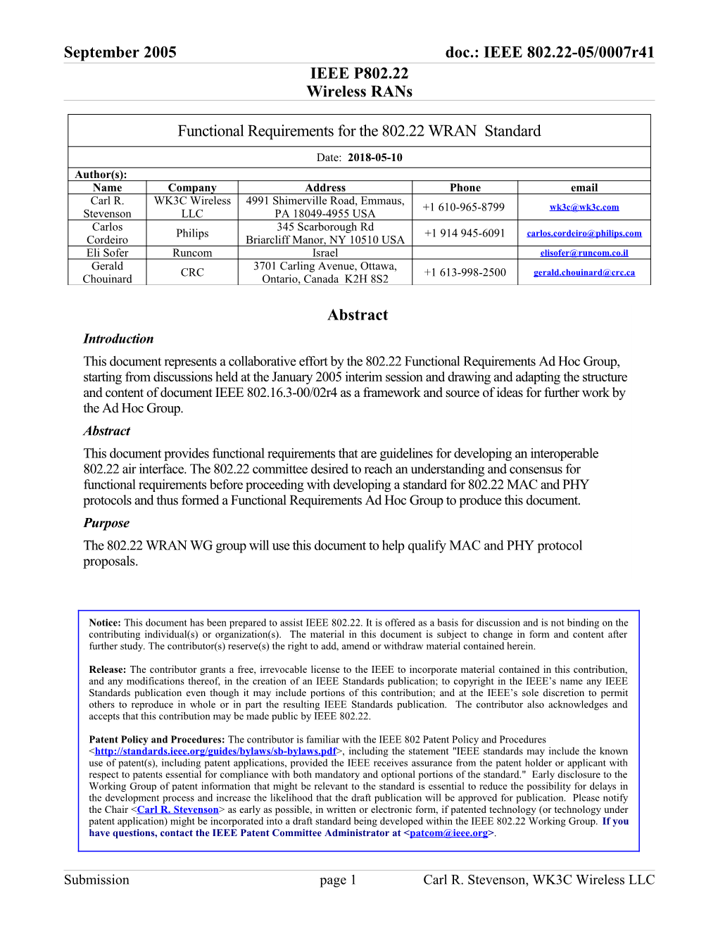 IEEE P802.22 Wireless Rans s11