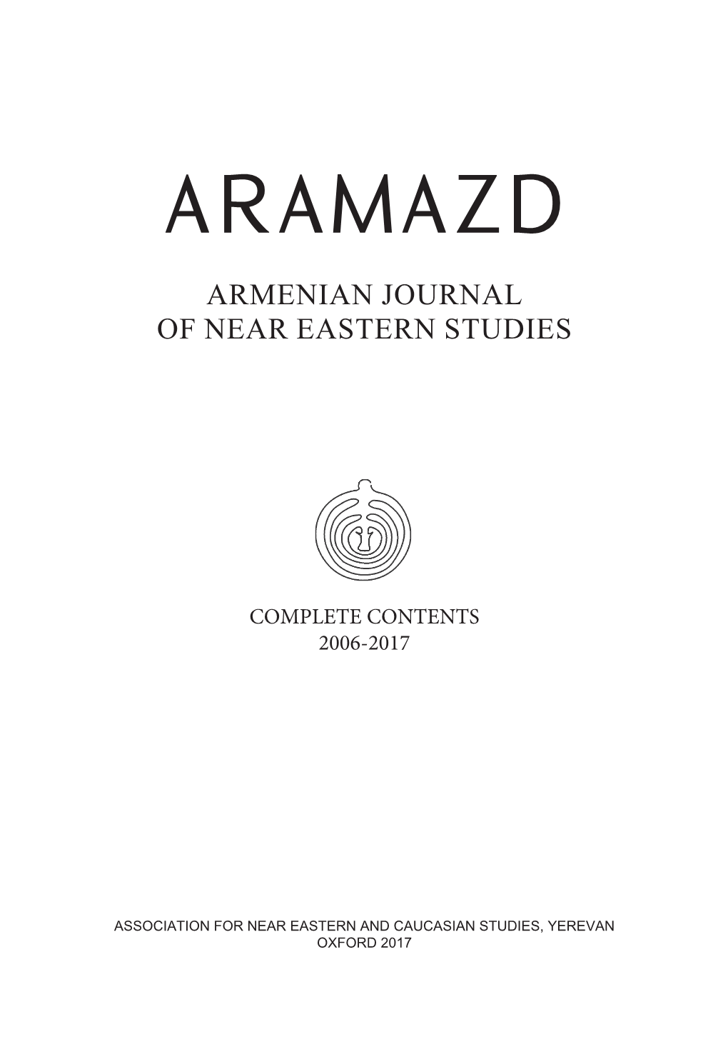 Aramazd Armenian Journal of Near Eastern Studies