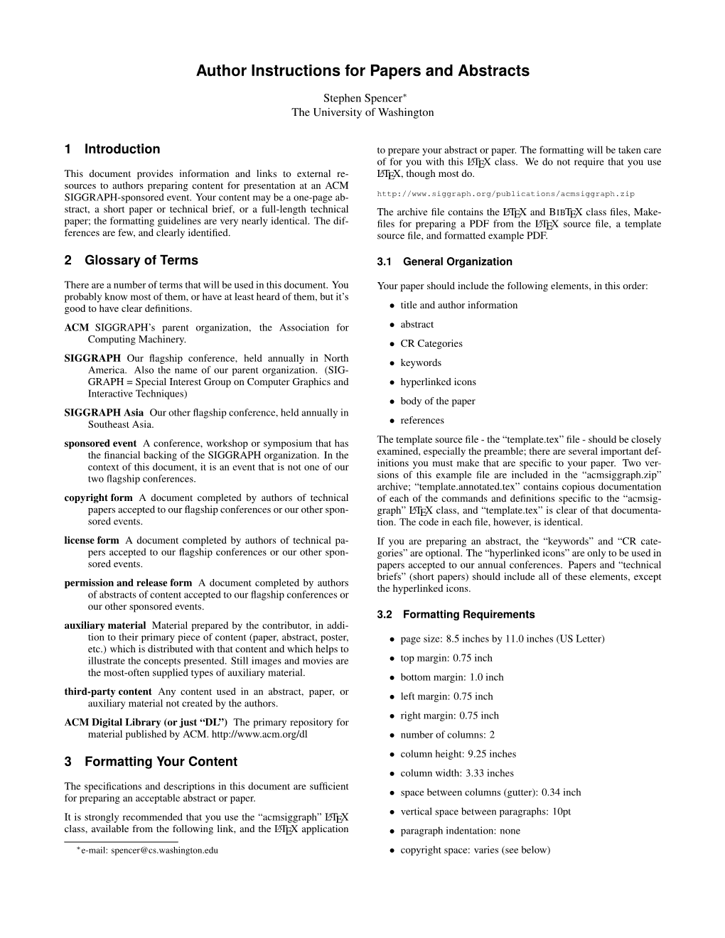 ACM SIGGRAPH Formatting Instructions