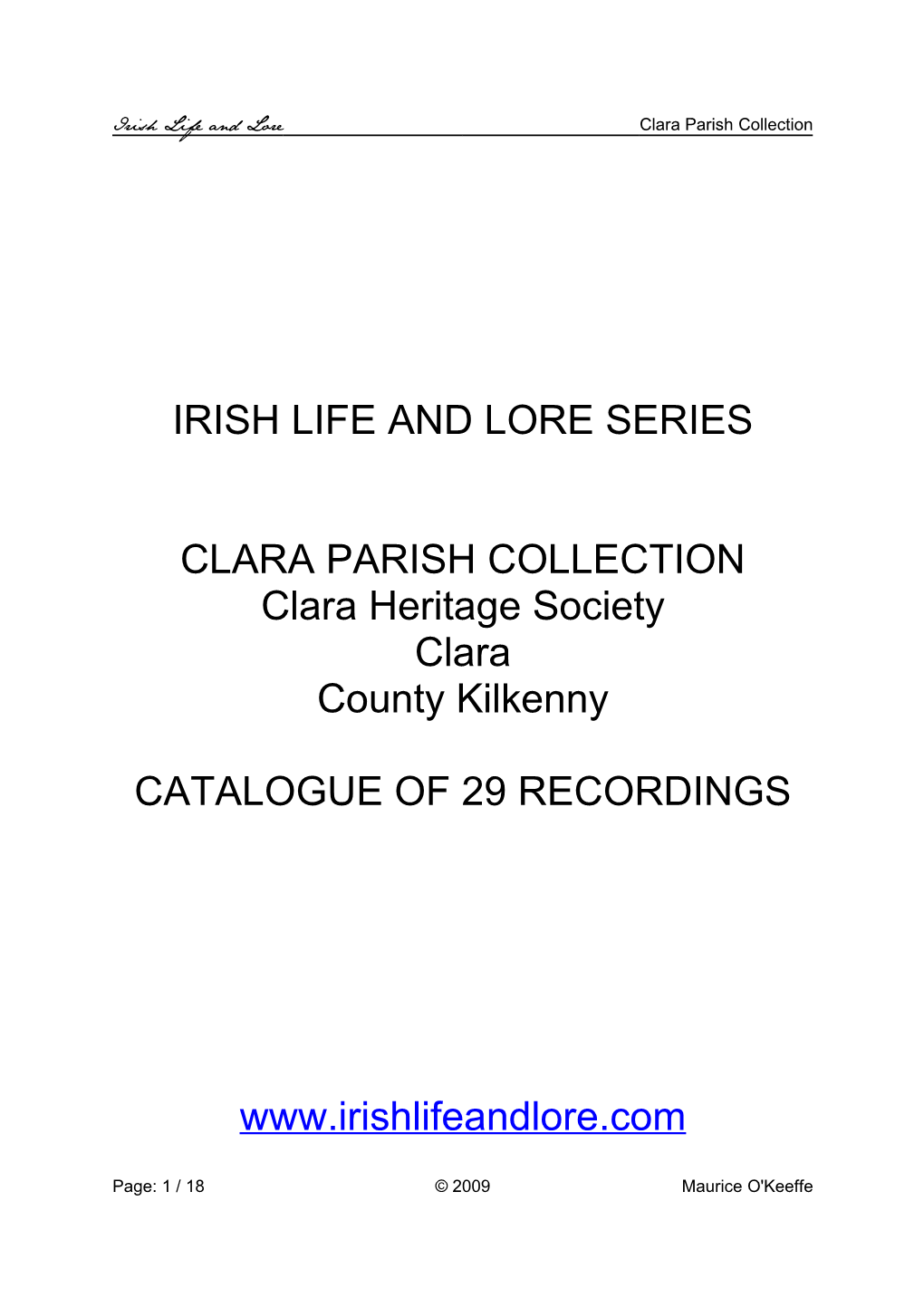 Irish Life and Lore Series Clara Parish Collection