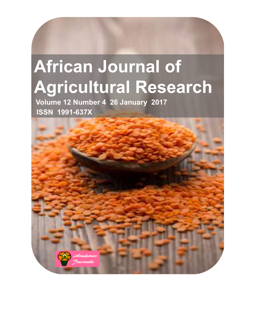 African Journal of Agricultural Research Volume 12 Number 4 26 January 2017 ISSN 1991-637X