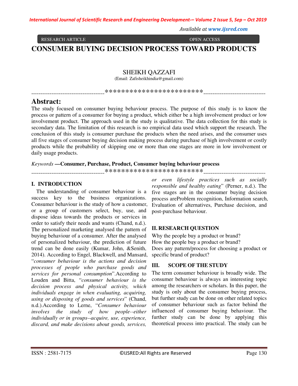 Consumer Buying Decision Process Toward Products