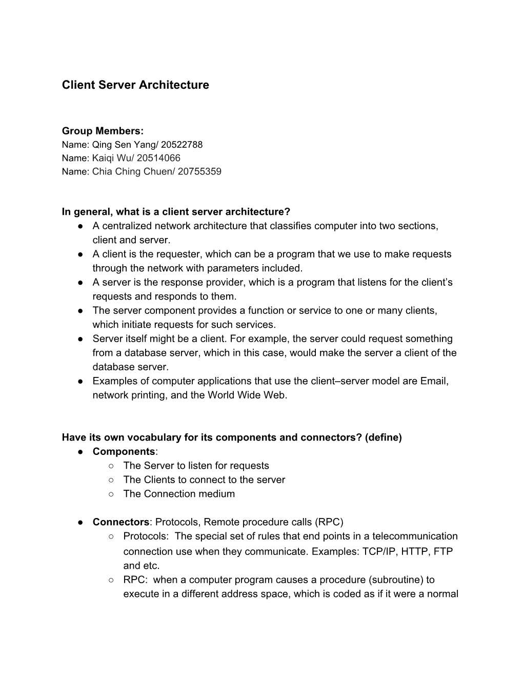 Client Server Architecture