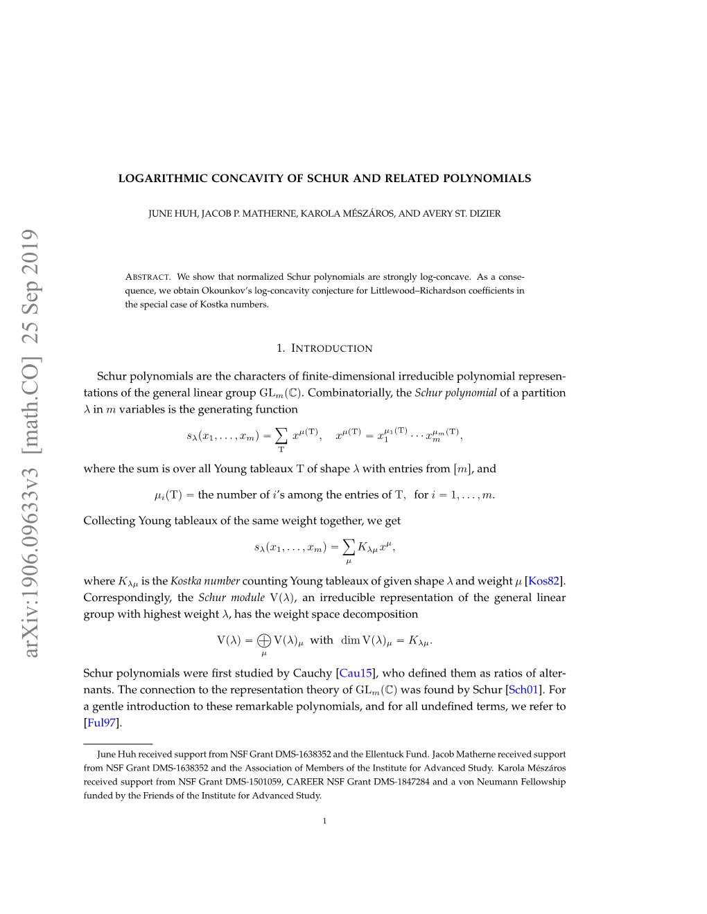 Logarithmic Concavity of Schur and Related Polynomials