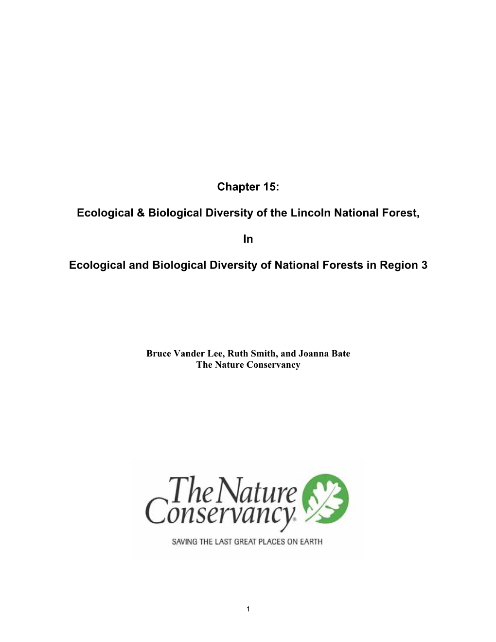 Chapter 15: Ecological and Biological Diversity of the Lincoln National Forest