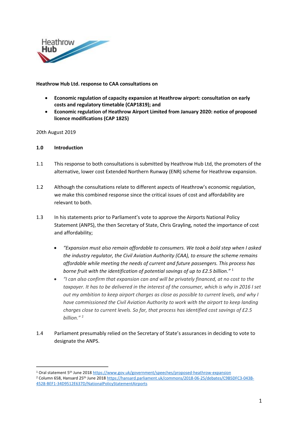 Heathrow Hub Limited Response