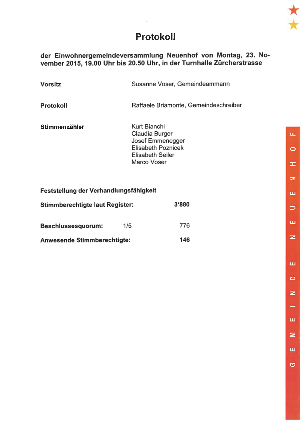 Protokoll Vom 23.11.2015