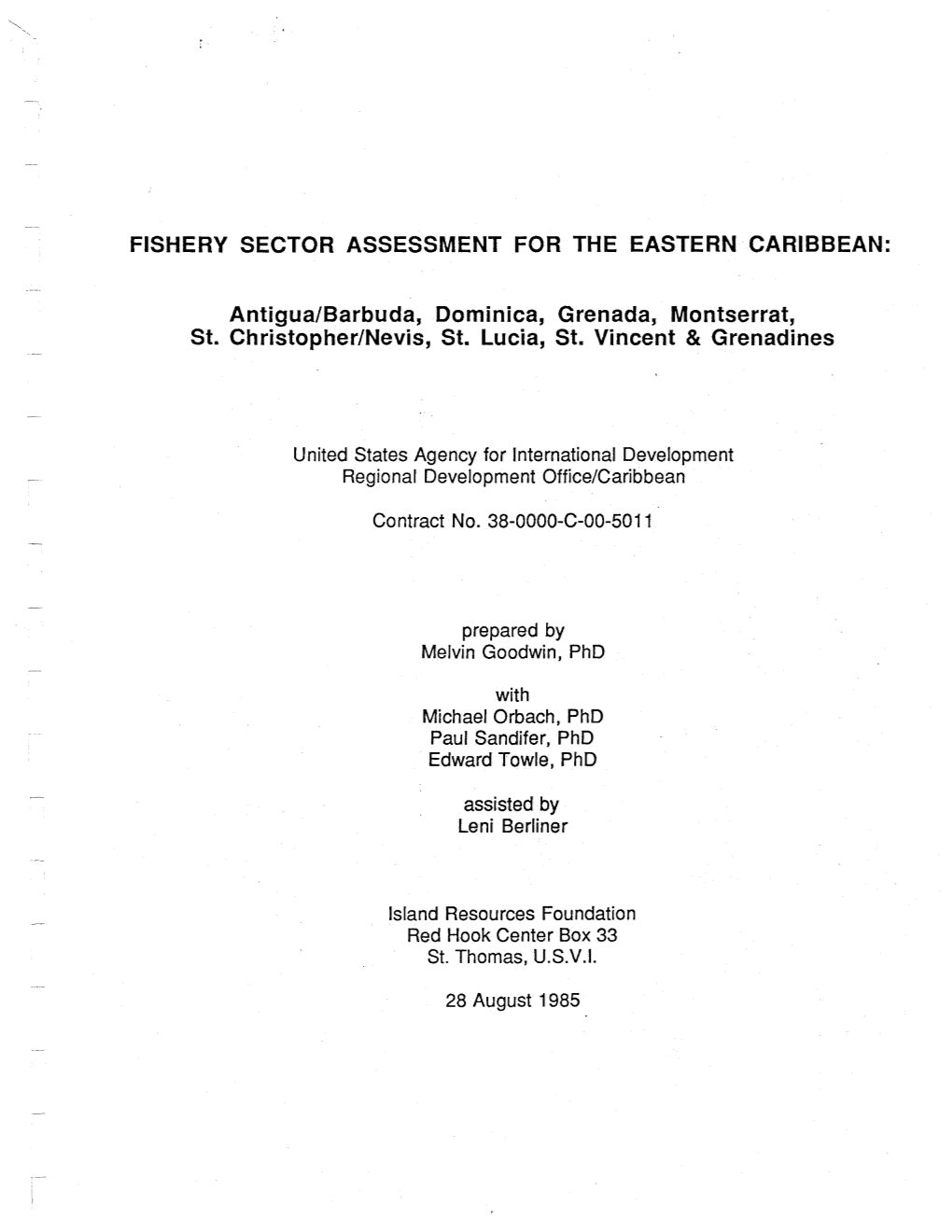 Fishery Sector Assessment for the Eastern Caribbean