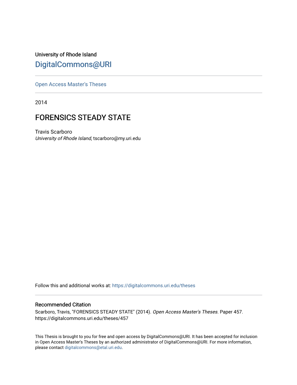 Forensics Steady State