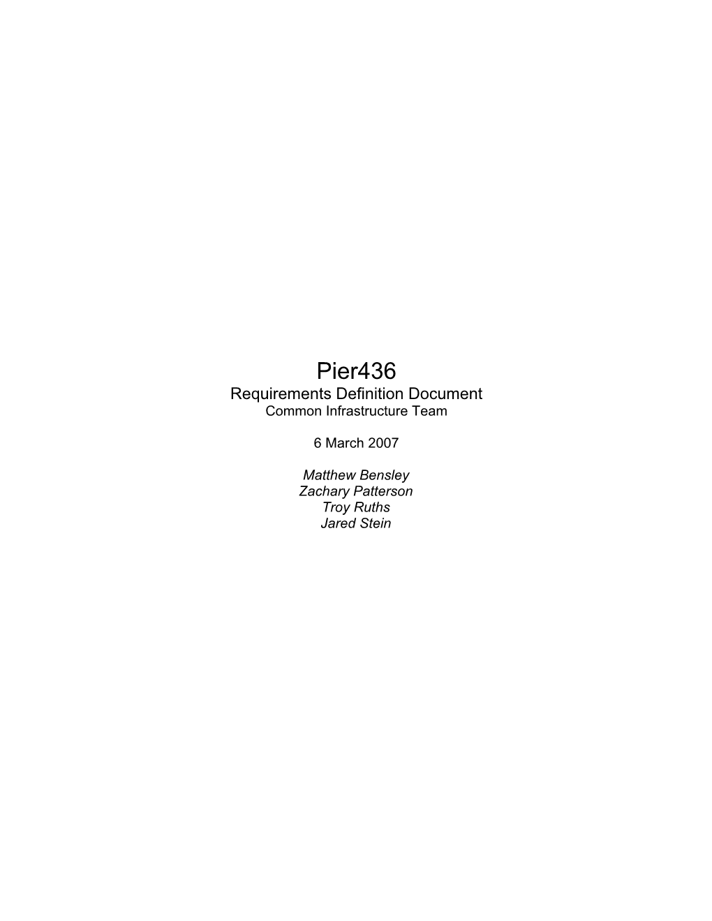 Pier436 Requirements Definition Document V2.0