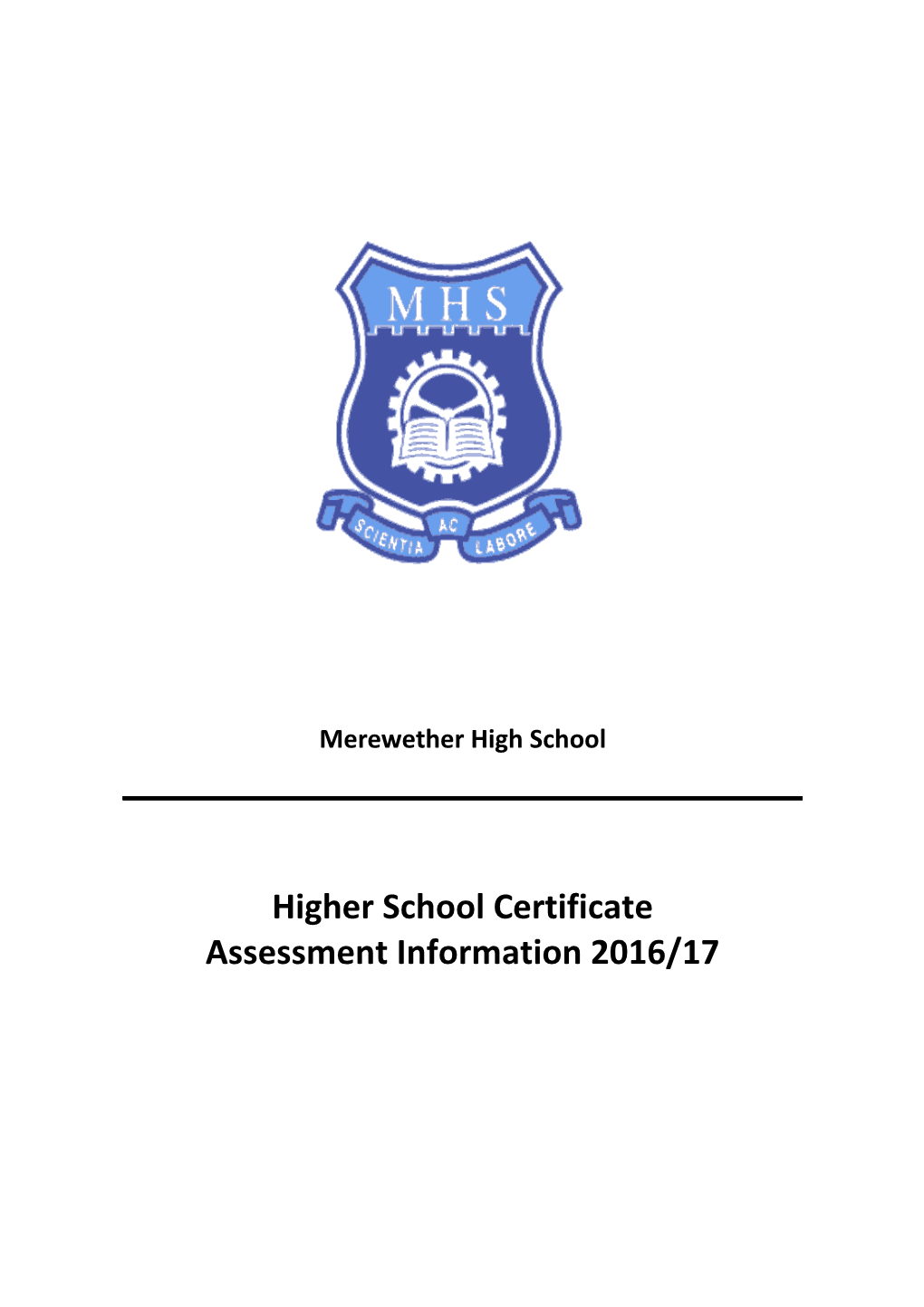 Higher School Certificate Assessment Booklet