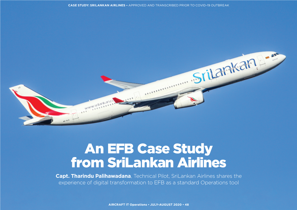 An EFB Case Study from Srilankan Airlines Capt