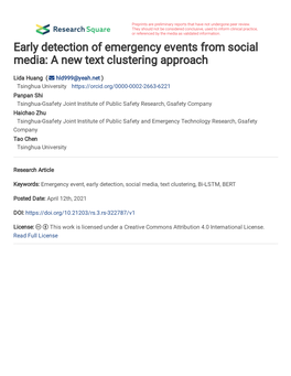 Early Detection of Emergency Events from Social Media: a New Text Clustering Approach