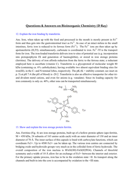 Questions & Answers on Bioinorganic Chemistry (D Ray)