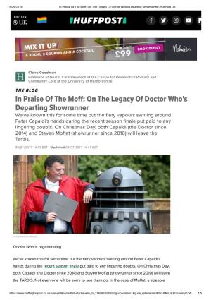 On the Legacy of Doctor Who's Departing Showrunner | Huffpost UK
