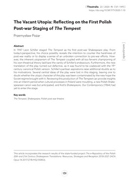 Reflecting on the First Polish Post-War Staging of the Tempest